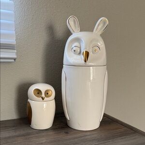 White and Gold Owl Canister Set